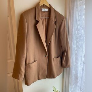 Vintage Dumas 100% Wool Tan Women's Blazer Jacket Coat Size 16 Pockets Classic